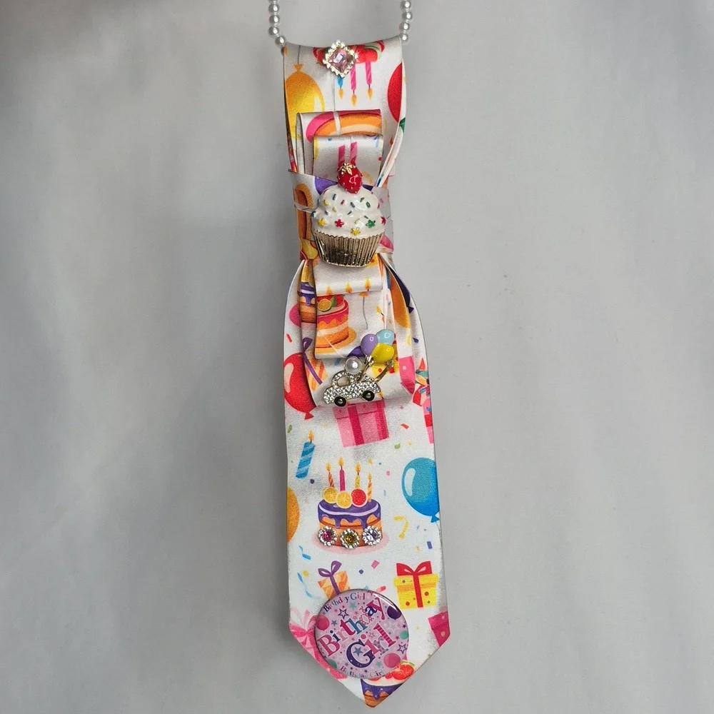 Handcrafted Luxury Fashion Necktie Necklace (Birthday 🎂 Confetti)